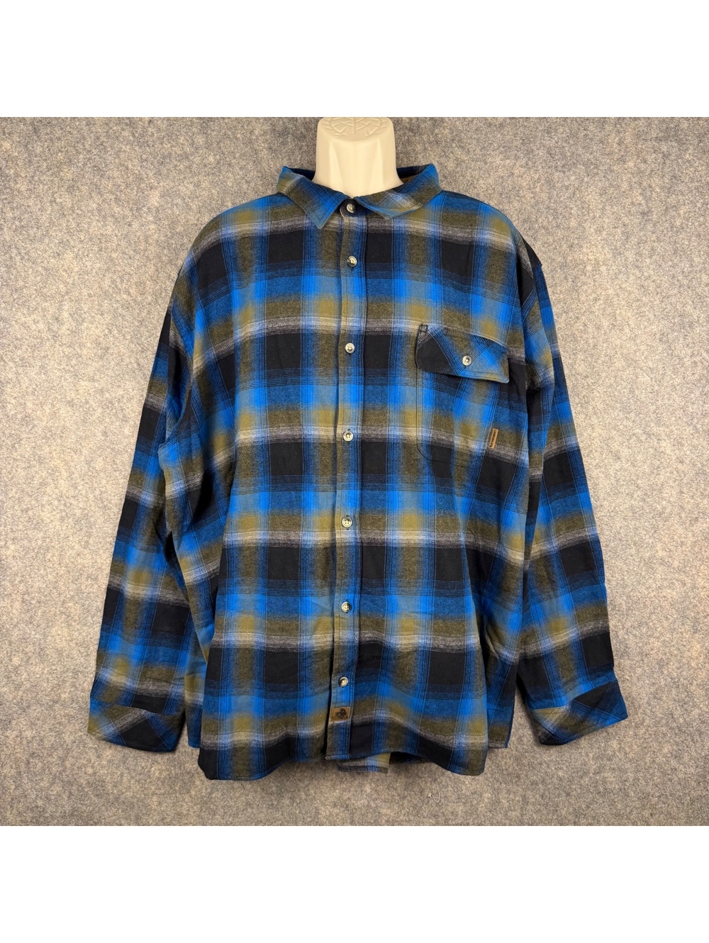 Long Sleeve Button Front Heavy Flannel Shirt Blue Brown Black Gray Plaid 3XL 274